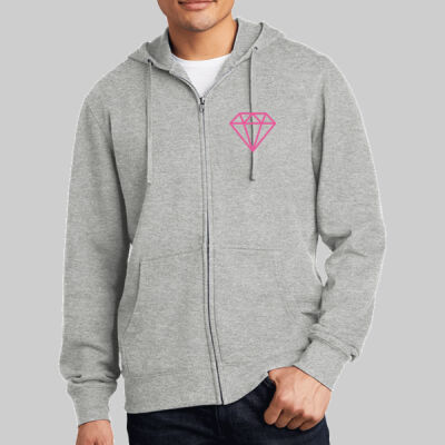 V.I.T. Fleece Full Zip Hoodie - Diamond Chest - Pink Thumbnail