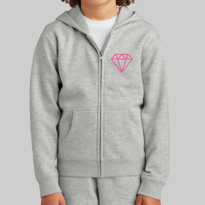 Youth V.I.T. Fleece Full Zip Hoodie - Diamond Chest - Pink Thumbnail
