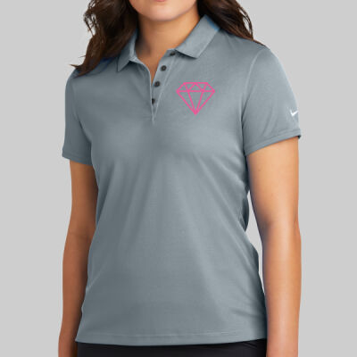 Women's Victory Solid Polo - Diamond Chest - Pink Thumbnail