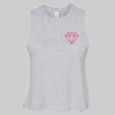 Women's Racerback Cropped Tank - Diamond Chest - Pink Thumbnail