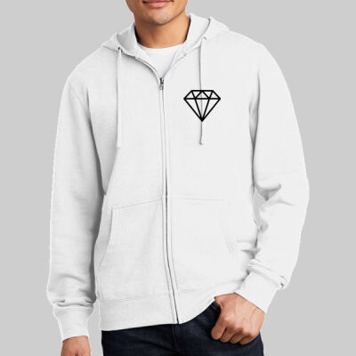V.I.T. Fleece Full Zip Hoodie - Diamond Chest - Black Thumbnail