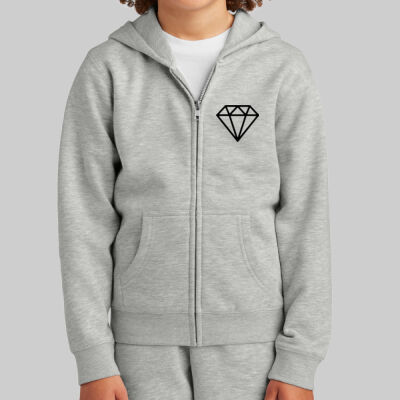 Youth V.I.T. Fleece Full Zip Hoodie - Diamond Chest - Black Thumbnail