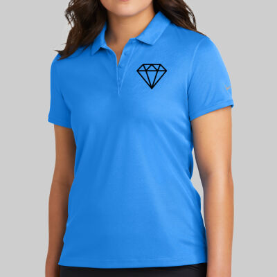 Women's Victory Solid Polo - Diamond Chest - Black Thumbnail