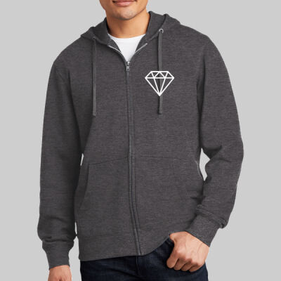 V.I.T. Fleece Full Zip Hoodie - Diamond Chest - White Thumbnail