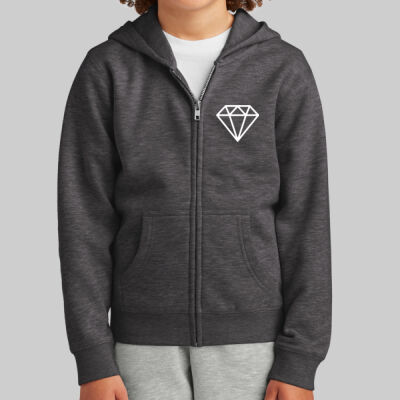 Youth V.I.T. Fleece Full Zip Hoodie - Diamond Chest - White Thumbnail