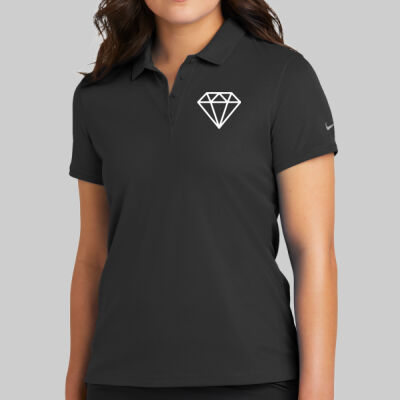 Women's Victory Solid Polo - Diamond Chest - White Thumbnail