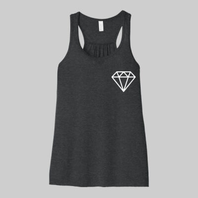 Women's Flowy Racerback Tank - Diamond Chest - White Thumbnail