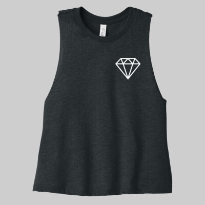 Women's Racerback Cropped Tank - Diamond Chest - White Thumbnail