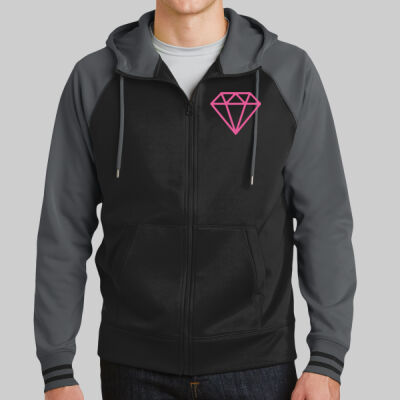 Sport Wick ® Varsity Fleece Full Zip Hooded Jacket - Diamond - Pink Thumbnail