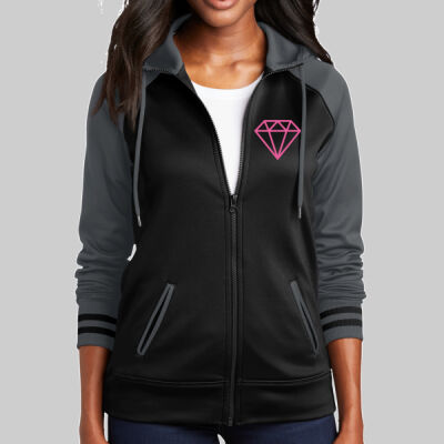 Women's Sport Wick ® Varsity Fleece Full Zip Hooded Jacket - Diamond - Pink Thumbnail