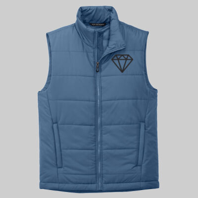Puffer Vest - Embroidered Diamond - Back & Front - Black Thumbnail